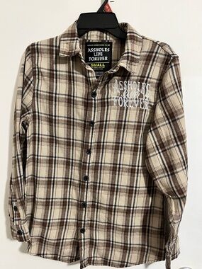 Assholes Live Forever Plaid Button down Shirt